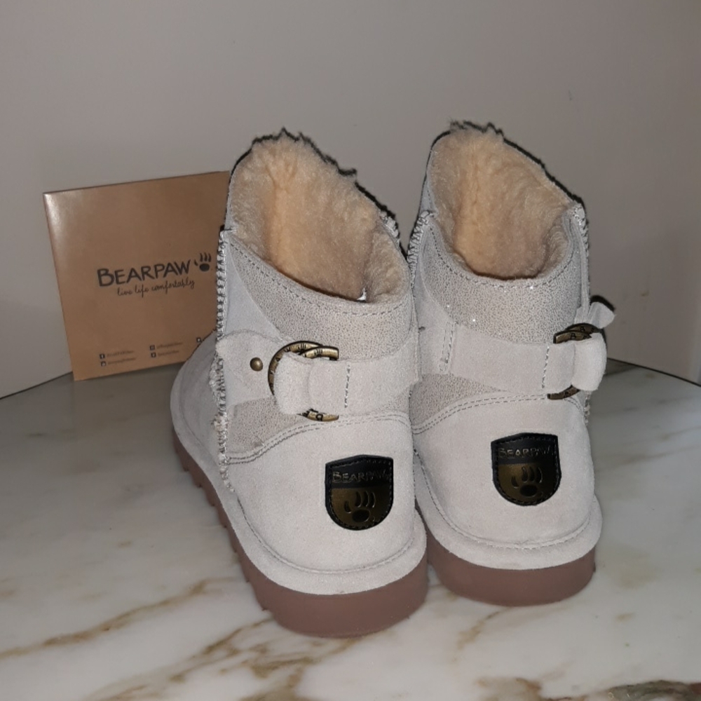 Bearpaw Limited Edition "Betty" D-Ring Rivet Buckle Boots-WinterWhiteCaviar2021